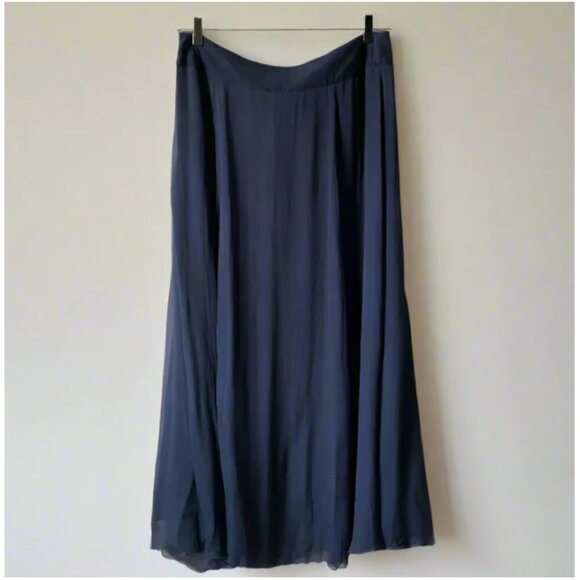 Olsen Maxi Skirt Medium Blue Overlay Flowy Lightweight Cotton Viscose EU40 Zip - Picture 1 of 9